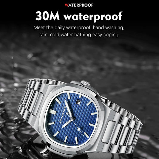 Luckacco 2025 Top Brand Luxury Men Wristwatch Business Waterproof Luminous Alloy Polygonal Case Fashion Quartz Watch Male with Calendar
