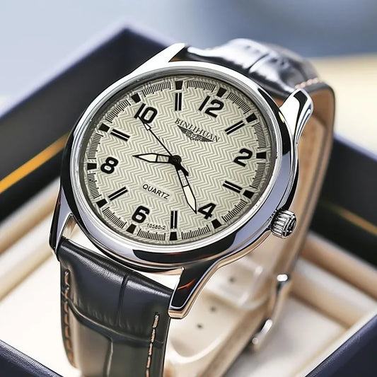 Luckacco Top Brand Man Wristwatch Luxury Business Waterproof Men Watch For Men Quartz Clock Leather Men's Watches reloj+Box Men's Gift