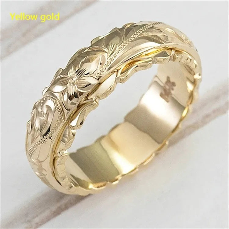 luckacco alloy carving rose flower ring - trendy unisex jewelry size 5-11 perfect valentine's day gift