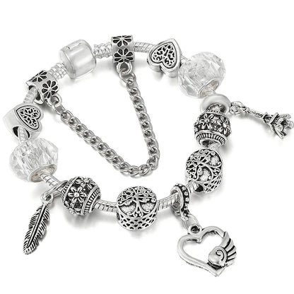 Luckacco BAOPON New Fashion Life Of Tree Crystal Charm Bracelet Fit Green Color Snake Chain Brand Bracelets & Bangles for Women Jewelry