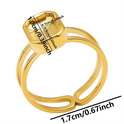 Luckacco Oval Square Leaf Heart Sun Base Open Adjustable Ring DIY Rhinestone Oil Drop Stainless Steel Rings For Women Men Jewelry Bagues
