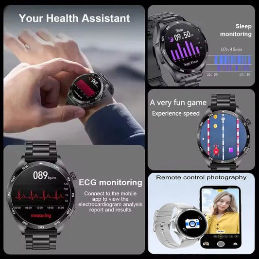 Luckacco 2025 New Mens Smart Watch 360 * 360 Bluetooth Call Smartwatch AMOLED Screen GPS Smart Watches NFC Waterproof Smart Watch for Men