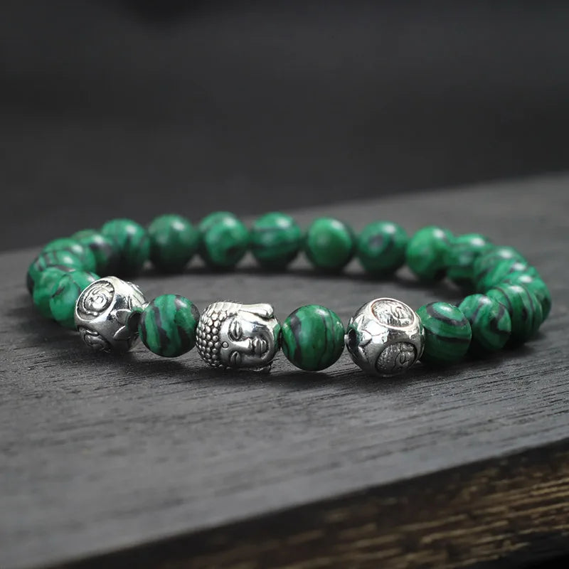 luckacco minimalist men bracelet natural 8mm stone vintage buddha braclet homme meditation yoga jewelry lava tiger eyes beaded braslet