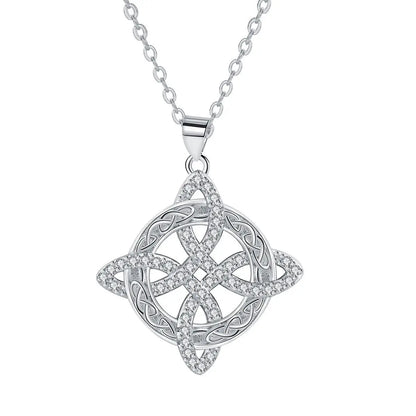 Luckacco YILUOCD Magic Witch Knot Zirconia Pendant Necklace Witchcraft  Good Luck Amulet Wicca Protection Jewelry For Women