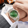 Luckacco Personalized Hip Hop Watch with Shiny Rhinestones for Men, Luxury Clock, Band Length, Iced Steel Belt, 40mm Diameter Glass Dial