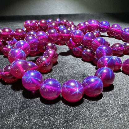 Luckacco 6mm-14mm Violet Rose Six-Petal Star Bracelet - Star Ruby and Sapphire - Fashionable Purple