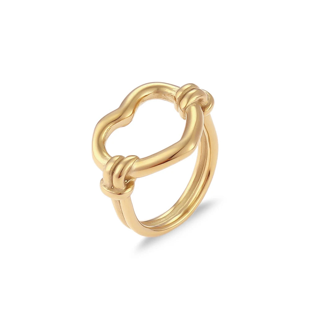luckacco e.b.belle stainless steel fine polished wide large heart finger rings stainless steel hypoallergenic rings for female jewellery