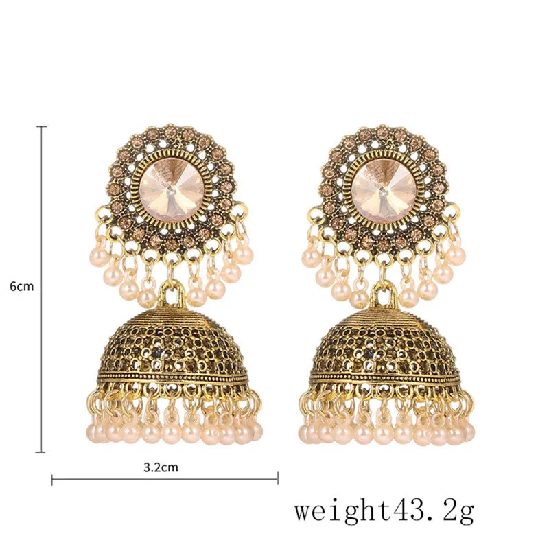 luckacco vintage fashion vintage ethnic earrings for women bijoux simulated pearl beads tassel stud earrings jewellery women accessories