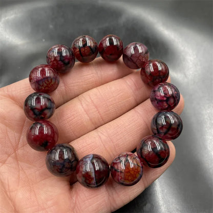 Luckacco 14mm deep red dragon patterned agate round bead jade bracelet bangle bangles for women fashionable temperament Travel Versatile