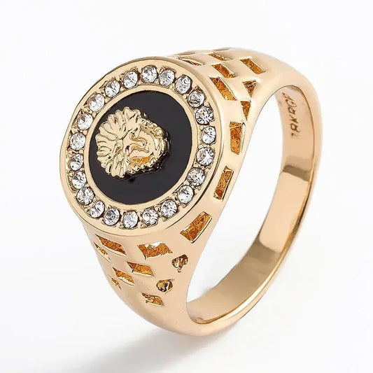 Luckacco Creative Medusa Ring for Men Inlaid with Zircon Fashion Domineering Rings Female Punk Style Jewelry Couple Gift