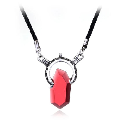 Luckacco DMC Devil Maycry Pendant Necklace Devil Hunter Dante Perfect Amulet Red Crystal Necklaces for Women Men Choker Jewelry