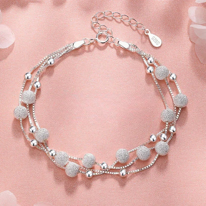 Luckacco New 925 Sterling Silver Bracelet Pearls Knots Bracelet for Women Fashion Heart Pearls Bracelet  Luxury Jewelry Accessories Gift