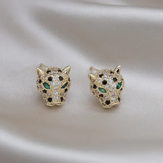 Luckacco Korea New Design Fashion Jewelry Exquisite Copper Set Zircon Colorful Animal Leopard Earrings Luxury Women's Gala Party earrings