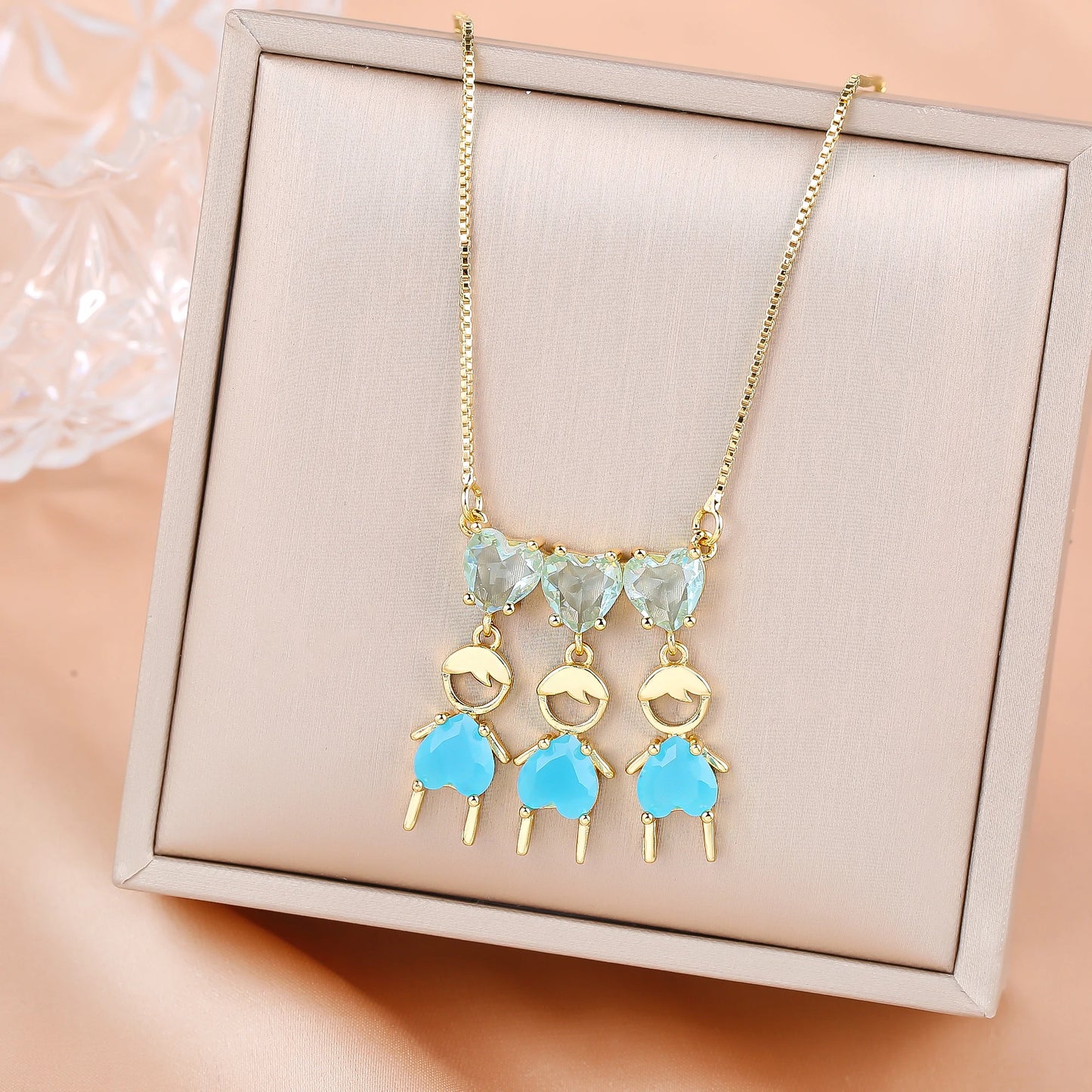 luckacco hot sale gold plated heart-shaped crystal boys girls pendant necklace for women girls daily wear choker birthday gift jewelry