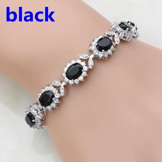 Luckacco Exquisite Shiny Tennis Ball Shape Crystal Zircon Bracelet for Women Fashion Evening Party Jewelry Girls Gift