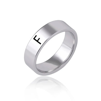 Luckacco Fashion 26 English Initial Letter Ring Stainless Steel Engraved Name Rings For Women Birthday Gifts