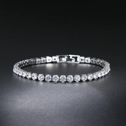 Luckacco 4mm Cubic Zirconia Tennis Bracelet Iced Out Chain Bracelets For Women Men Gold Silver Color Men Bracelet CZ Chain Homme Jewelry