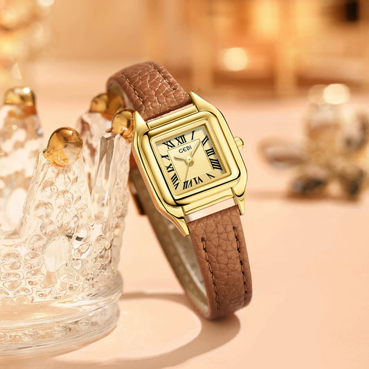 Luckacco Small and exquisite small square dial women's watch new light luxury retro belt watch ladies quartz watch