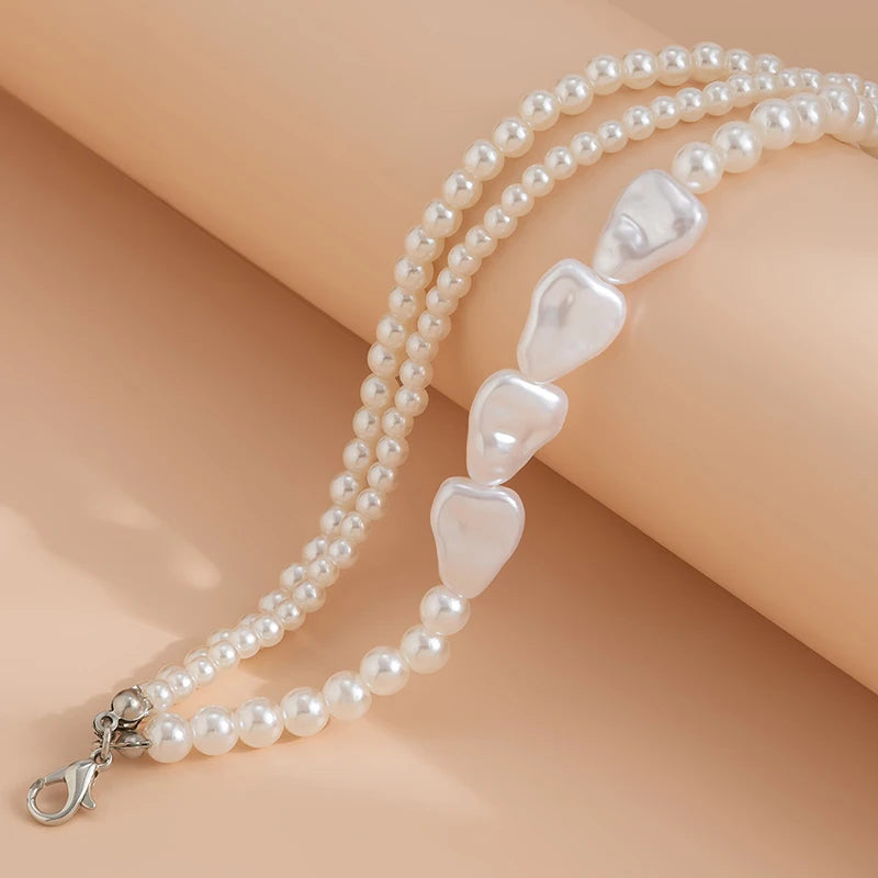 luckacco 3pcs/set boho elegant multilayer white imitation pearl chain bracelet accessories for women wedding vacation gift jewelry b061