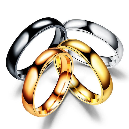 Luckacco Simple 6mm Titanium Ring Women Men Prevent Allergy High Polished Wedding Rings Stainless Steel Couple Finger Jewelry Gifts