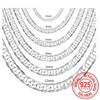 Luckacco  Men's 925 Sterling Silver Necklace 2/4/6/8/10/12MM 40-75cm Chain Lobster Clasp Man Boy Women Engagement Jewelry