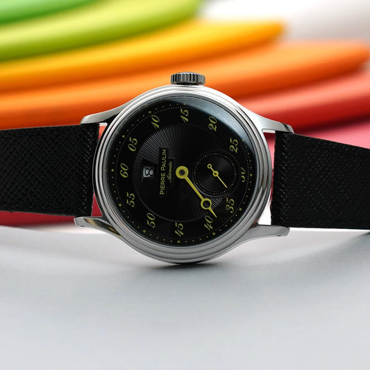Luckacco Spot goods NEW Pierre Paulin Jumping Hour Men Watch Salmon Dial Automatic St17 Mechanical Watch Vintage Bonklip bracelet