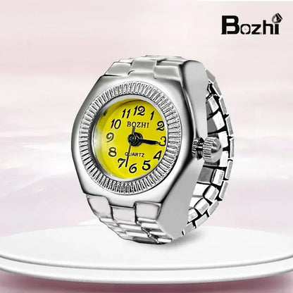 Luckacco Vintage Punk Quartz Finger Watch Ring for Women Men Couple Rings Digital Watches Elastic Stretchy Finger Band Ring Jewelry Clock