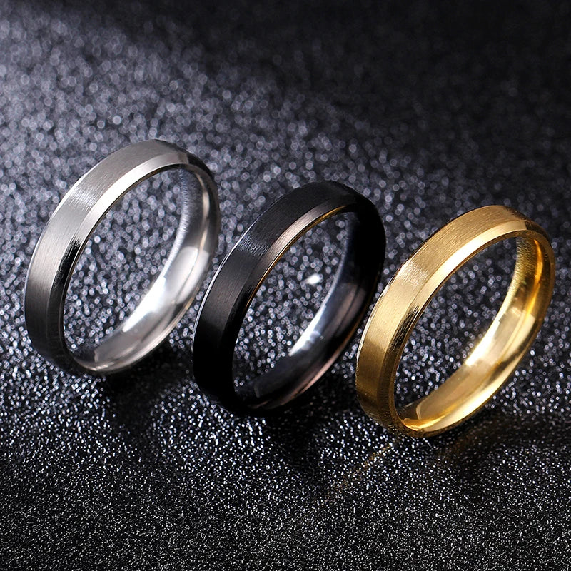 luckacco 4-8mm dull polish silver color titanium ring for men and women personalized ring customize engraved
