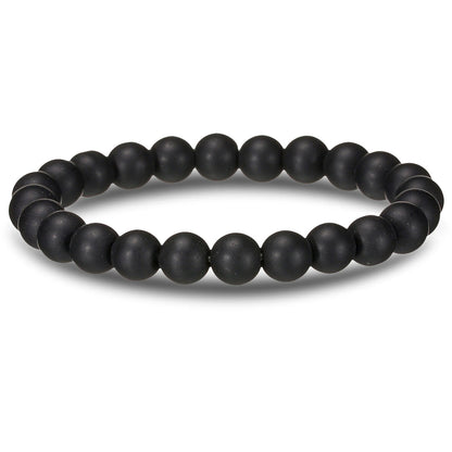 Luckacco Brown Beaded Bracelet Natural Stone Lava Tiger Eye Black Red Matte Healing Beads Bangle Stretch Charm Yoga For Women Men Jewelry
