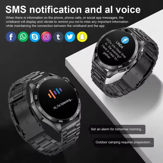 Luckacco 2025 New Mens Smart Watch 360 * 360 Bluetooth Call Smartwatch AMOLED Screen GPS Smart Watches NFC Waterproof Smart Watch for Men