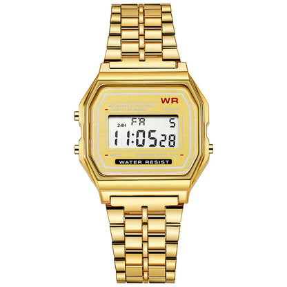 Luckacco New Women Men Unisex Watch Gold Black Vintage LED Digital Sports Military Wristwatches LED Electronic Digital Present Gift Male