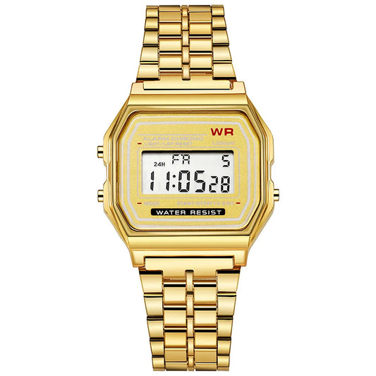 Luckacco New Women Men Unisex Watch Gold Black Vintage LED Digital Sports Military Wristwatches LED Electronic Digital Present Gift Male