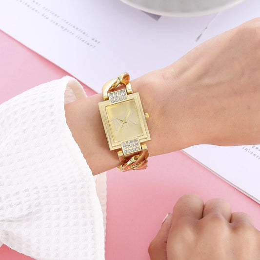 Luckacco Luxury Brand Women's Watch Fashion Elegant Style Metal Strap Square Trendy Quartz Watch for Women Woman's Wristwatch Clock