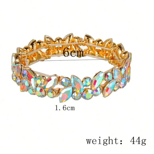 Luckacco New Fashion Luxury Crystal Rhinestone Elastic Charm Bracelet Bangle For Women Wedding Party Jewelry Accessories
