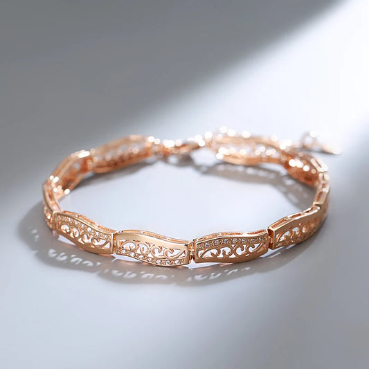 Luckacco Kinel Fashion 585 Rose Gold Ethnic Bride Bracelet For Women Luxury Natural Zircon Vintage Wedding Fine Jewelry 2022 New