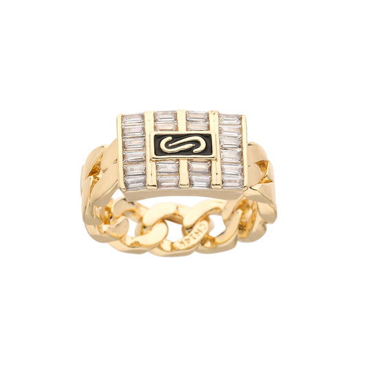 Luckacco New Monaco men's and women's rings, elegant zircon rings, brass material, party gifts, Monaco charm rings