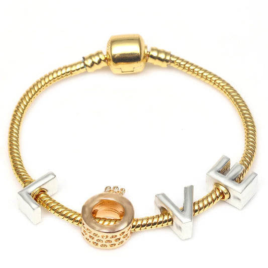 Luckacco TOGORY 2024 Authentic Gold Color Bees Dangles Charm Bracelet White Crystal Beads Fine Bracelet For Women Kids Birthday Gifts