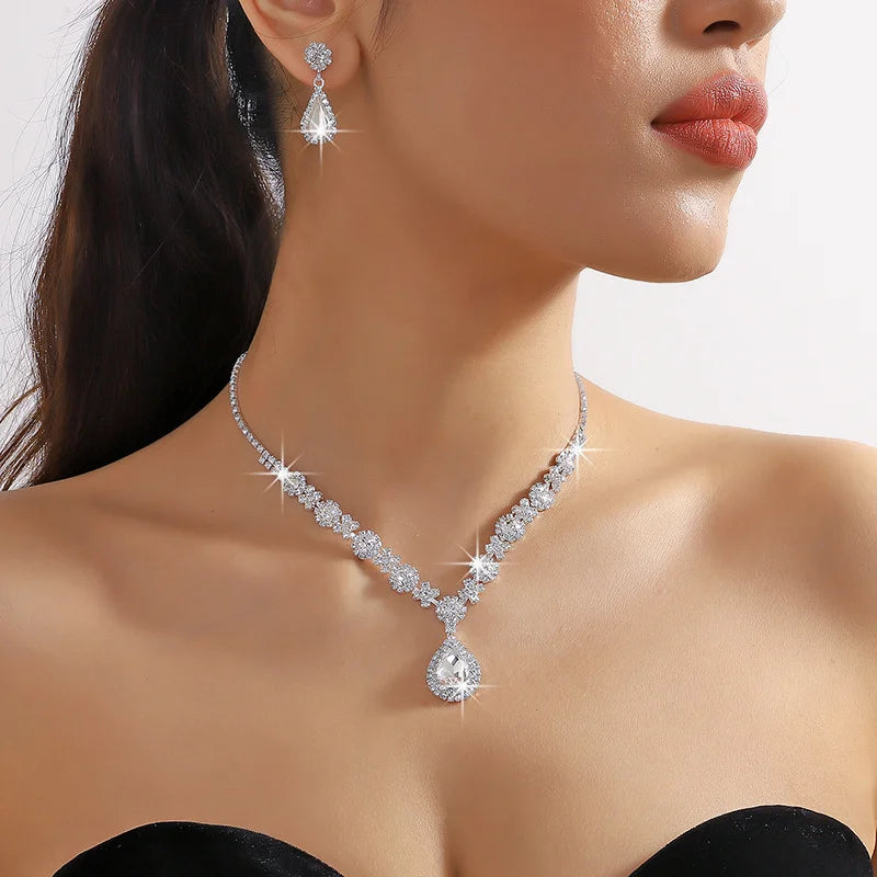 luckacco 3-piece women's claw chain series geometric droplet earrings necklace set wedding banquet party holiday gift 8056