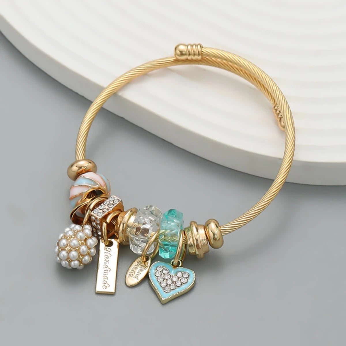 luckacco fashion multi element stainless steel circle panjiadora beaded love bracelet suitable for women's dating, daily holiday gifts