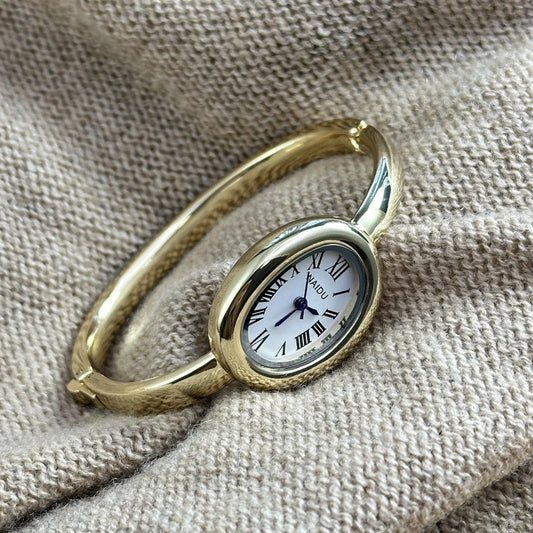 Luckacco Simple Oval Women Quartz Watch Luxury Roman Numerals Reloj Vintage Clock Ladies Stainless Steel Orologio Gold Sliver Wristwatch