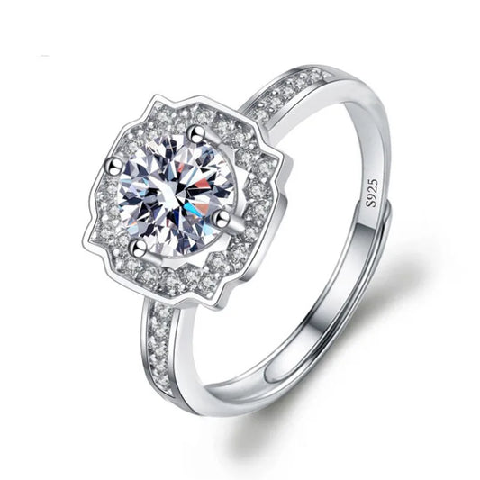 Luckacco Never Fade Luxury Classic 18K White Gold Color Ring Solitaire 2 Carat Zirconia Diamant Wedding Band Women Jewelry Accessories