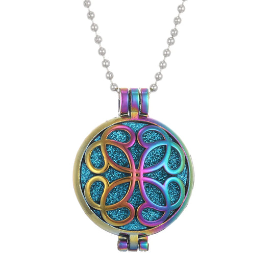 Luckacco New Colorful Aromatherapy Necklace Vintage Flower Butterfly Tree Owl Essential Oil Diffuser Necklace Perfume Lockets Pendants
