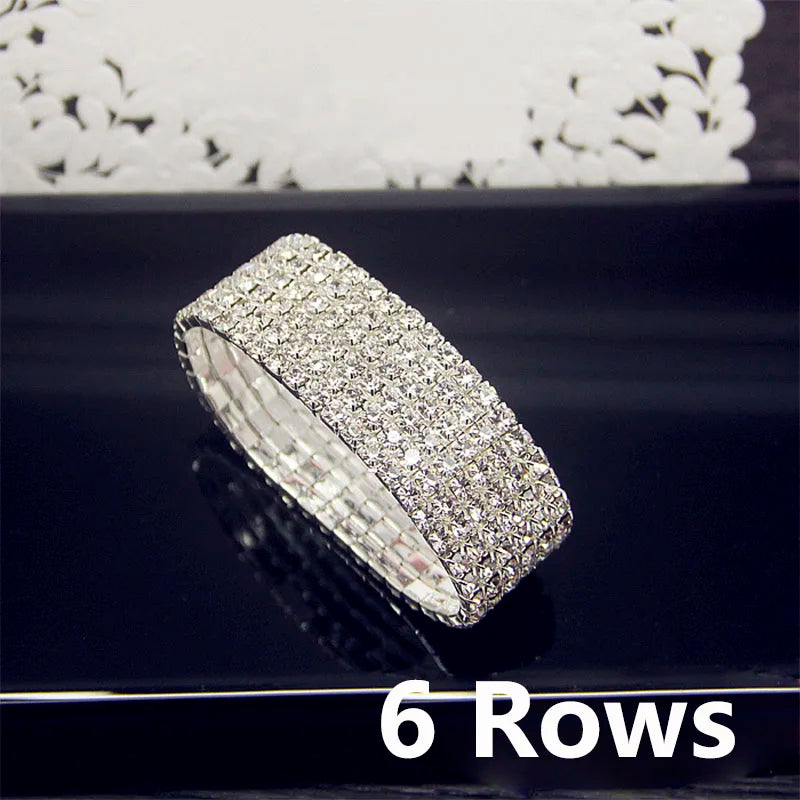 luckacco luxury full white aaa cz zircon crystal elastic bracelet bling iced out rhinestone women's bracelet for women wedding jewelry