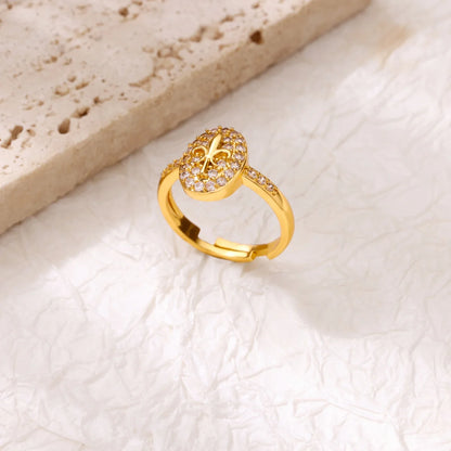 Luckacco Luxury Gold Plated Stainless Steel Geometry Rings For Women Men Open Adjustable Charm Finger Ring Wedding Party Fashion Jewelry