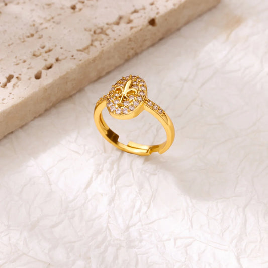 Luckacco Luxury Gold Plated Stainless Steel Geometry Rings For Women Men Open Adjustable Charm Finger Ring Wedding Party Fashion Jewelry