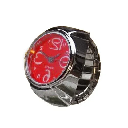 Luckacco Couple Finger Watch Ring Vintage Punk Elastic Alloy Band Men Women Jewelry Clock Roman Numerals Dial 28Style Mini Quartz Watches