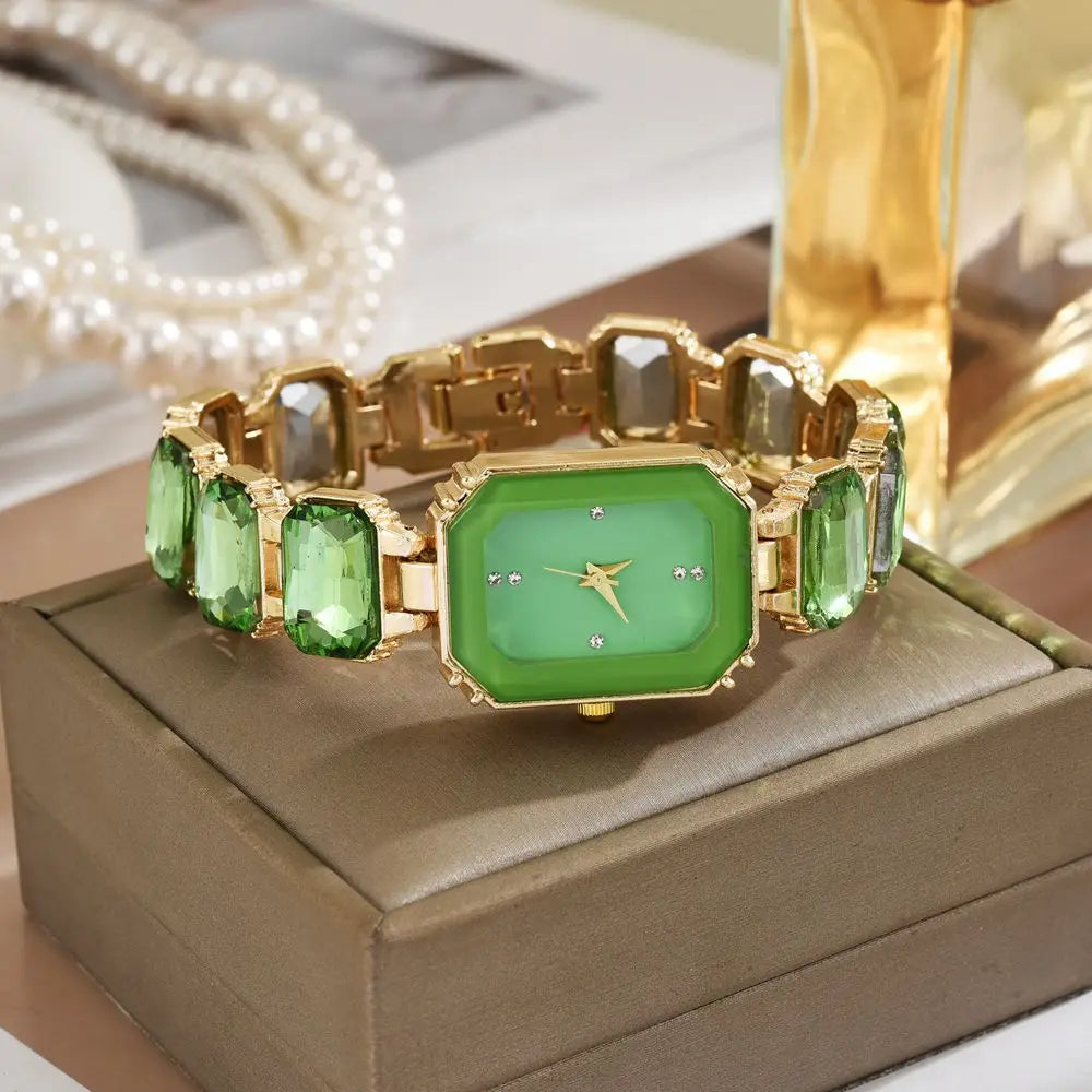 luckacco fashion women square quartz wristwatches luxury stainless steel water diamond quartz movement bracelet clock ladies watches