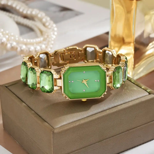 Luckacco Fashion Women Square Quartz Wristwatches Luxury Stainless Steel Water Diamond Quartz Movement Bracelet Clock Ladies Watches