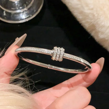 Luckacco Silver Color Stainless Steel Colorfast Bracelets Skyful Star Bracelet Set for Women Fashion Light Luxury Jewelry Gifts