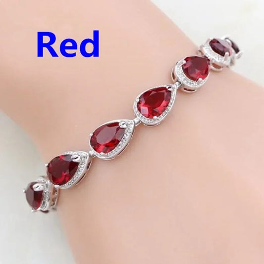 Luckacco Exquisite Shiny Tennis Ball Shape Crystal Zircon Bracelet for Women Fashion Evening Party Jewelry Girls Gift